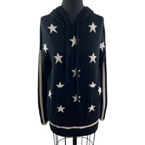 PRVLG Threads Of Privilege Black White Hoodie Cashmere Stars Pullover Medium M